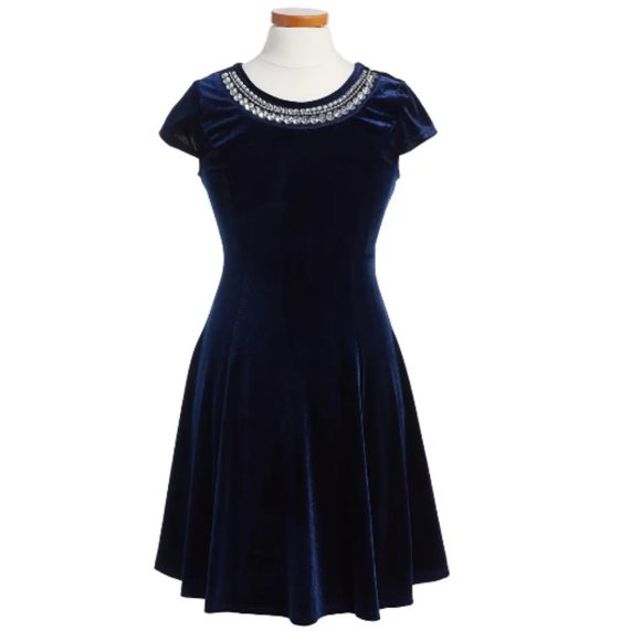 Sherman Girls Embelished Velvet Dress - Picture 1 of 7